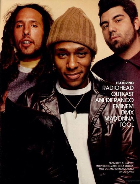 Zack de la rocha, def mos, and chino ❤️ Tim Commerford, Ani Difranco, Spin Magazine, Mos Def, Rage Against The Machine, Hip Hop Culture, Music Aesthetic, Post Punk