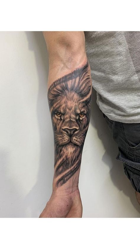 Forearm Tattoo Men Lion, Cool Forearm Tattoos Men, Lion Forearm Tattoo, Lion And Rose Tattoo, Lions Tattoo, Lion Forearm Tattoos, Lion Tattoo Sleeves, Mens Lion Tattoo, Forearm Band Tattoos