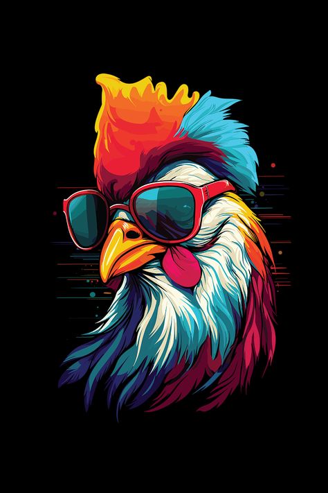 A nice idea for anyone who loves roosters, chickens or cockerels. Vector drawn cartoon rooster illustration. Rooster Illustration, Rooster Tattoo, Cartoon Rooster, Chicken Wallpaper, Chicken Vector, Rooster Logo, Chicken Drawing, Sunflower Artwork, Chicken Logo