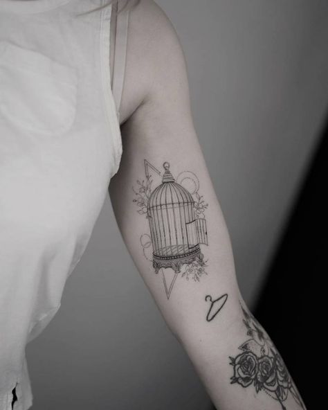 Bird Cage Tattoos, Bird Cage Tattoo, Birdcage Tattoo, Cage Tattoo, Bird In A Cage, Freedom Tattoos, Cage Tattoos, K Tattoo, Mommy Tattoos