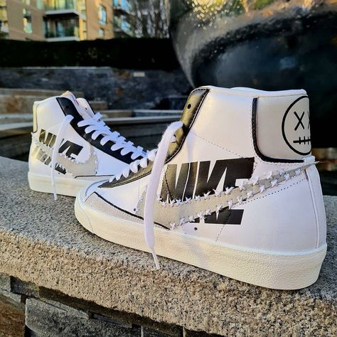 Trail Blazer - Dead Silence by classecircus Custom Nike Blazers, Dead Silence, White Slip On Vans, Nike Products, Nike Blazers, Diy Sneakers, All Nike Shoes, Custom Nike, Nike Blazers Mid