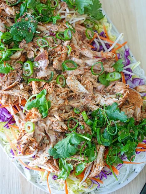 Bang Bang Chicken Salad Simple Home Edit Bang Bang Chicken, Bang Bang Chicken Salad Recipe, Bang Bang Chicken Salad, Noodle Salads, Asian Inspired Salad, Pork Pasta, Bang Bang Chicken, Chicken Salad Recipe Easy, Vegetable Crisps