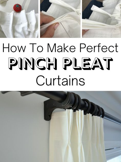 Curtain Pleats Styles, Pinch Pleat Curtains Diy, French Pleat Drapery, French Pleat Curtains, Diy Drapes, Pinch Pleat Draperies, Pinch Pleat Drape, Diy Copper, Pleated Drapery