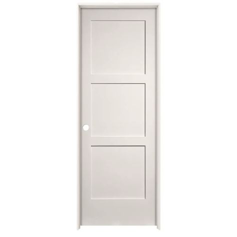 Millennium Collection Ovation 30-in x 80-in Primed 3-Panel Square Solid Core Primed MDF Right Hand Inswing Single Prehung Interior Door in the Prehung Interior Doors department at Lowes.com 3 Panel Interior Doors, American Building, Interior Panel Doors, Condo Decor, Craftsman Door, Prehung Interior Doors, House Garage, Victorian Door, Contemporary Doors