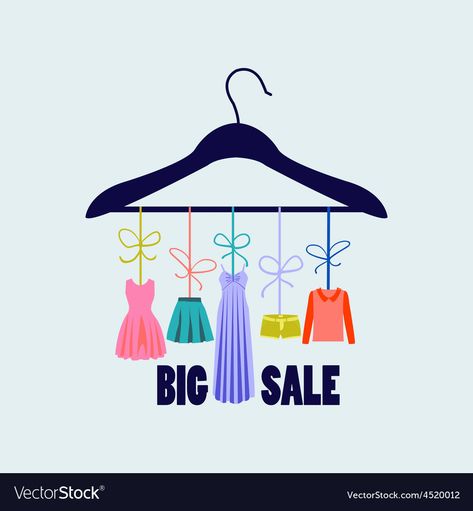 Clothing Sale Poster, Sale Signage, Hanger Logo, Fashion Stock Images, Logo Online Shop, Boutique Logo Design, Fashion Vector, Preloved Clothes, Coffee Shop Logo