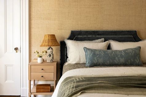 PORTFOLIO | Caitlin Flemming Grasscloth Bedroom, Grasscloth Wallpaper Bedroom, New Traditional Decor, Interior Designer Portfolio, San Francisco Interiors, Interior Design Portfolios, Designer Portfolio, Bedroom Wallpaper, New Traditional