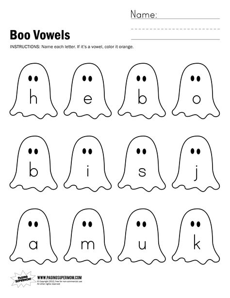 Boo Vowels Worksheet | Paging Supermom Halloween Worksheets Preschool, Vowels Worksheet, Halloween Worksheets Free, Preschool Counting Worksheets, Halloween Teaching, Short Vowel Worksheets, Math Literacy Activities, Blends Activities, Alphabet Centers