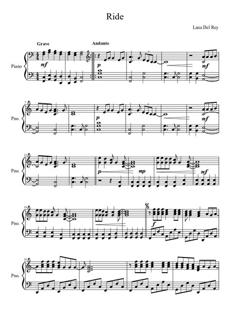 Ride - Lana Del Rey | MuseScore.com Lana Del Rey Ride, Lana Del Rey Music, Piano Scales, Piano Songs Sheet Music, Easy Piano Songs, Piano Music Lessons, Song Sheet, Flute Sheet Music, Violin Music