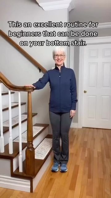 Stair Exercises, Improve Balance Exercises, Stair Workout, Gentle Workout, Stairs Workout, Exercise For Seniors, Senior Exercises, Knee Pain Exercises, Yoga For Seniors