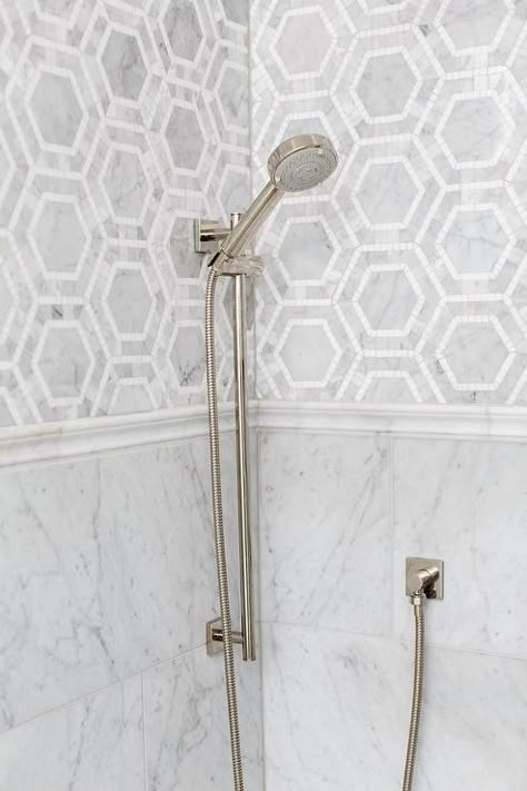 marble hex tiles Hex Tile Floor, Mixed Tiles, Hex Tiles, Bathroom Addition, Shower Tiles, Hex Tile, Bath Tile, Traditional Baths, Pool Bath