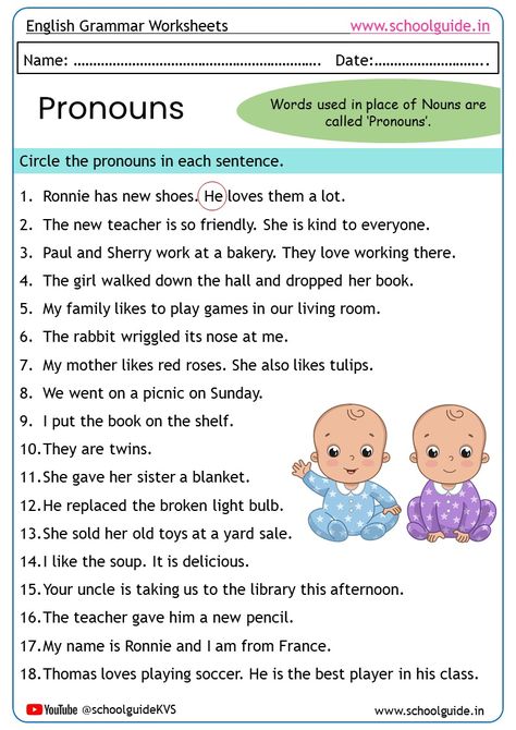 Free Printable Pronouns Worksheets Noun And Pronoun Worksheets, Types Of Pronouns Worksheets, Pronouns Worksheet Grade 1, Pronoun Worksheets For Grade 1, Pronouns Worksheet For Grade 3, Pronouns Worksheet For Class 2, Free Pronoun Worksheets, Pronoun Worksheet, Pronoun Words