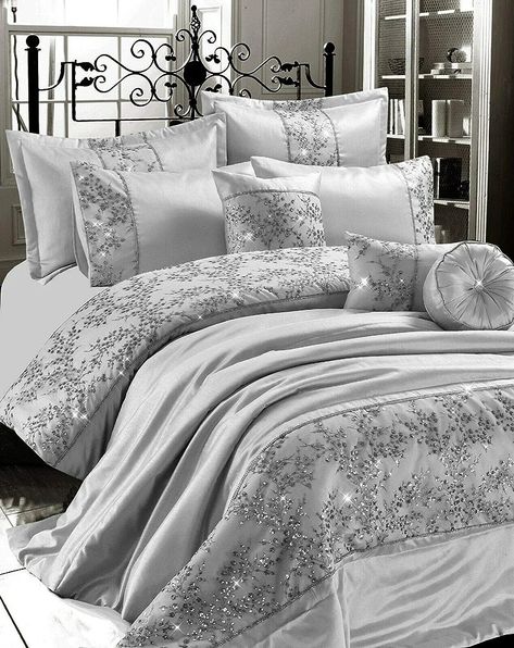 Bedding perfect for a teen Glam Bedding Sets, Glam Bedding, Flannelette Sheets, Pillow Case Mattress, Embroidered Duvet Cover, Super King Duvet Covers, King Duvet Cover Sets, Double Duvet Covers, Fitted Bed Sheets