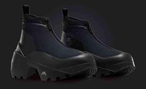 Dive into the details of the upcoming A-COLD-WALL* x Converse Geo Forma Boot Black, slated to release in 2023. Find release information and images here. Converse A Cold Wall, A Cold Wall Shoes, Techwear Boots For Streetwear, Shock Resistant, Black Shock-resistant Techwear Hiking Boots, Black Gore-tex Functional Hiking Boots, A Cold Wall, Sneaker Release, Ripstop Fabric, Latest Sneakers