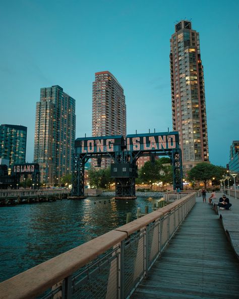 Pier and Long Island sign at night, Long Island City, Queens, New York Long Island City Queens, Winter Nyc, Fever Dream, Long Island New York, Island City, Queens New York, Hotel Motel, Long Island Ny, Posters Framed