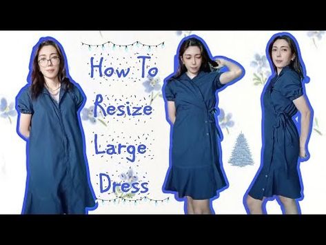 How to Resize dress | How to fix a large dress | How to make a wrap dress | Begginer tutorial - YouTube Resize Dress, Refashion Dress, Clothes Diy, Large Dress, Diy Dress, Fix It, Diy Clothes, Wrap Dress, Sewing