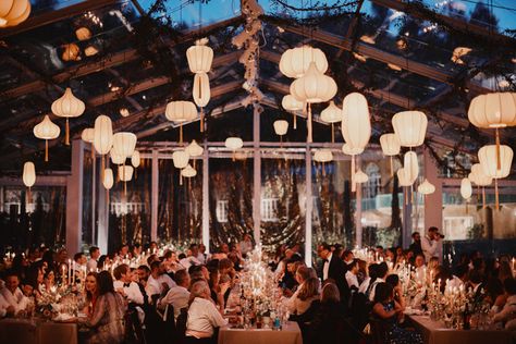 Japanese Wedding Theme, East Meets West Wedding, Marquee Lighting, Garden Dinner Party, Lantern Garden, Chinese Wedding Decor, Asian Inspired Wedding, Garden Dinner, White Lantern