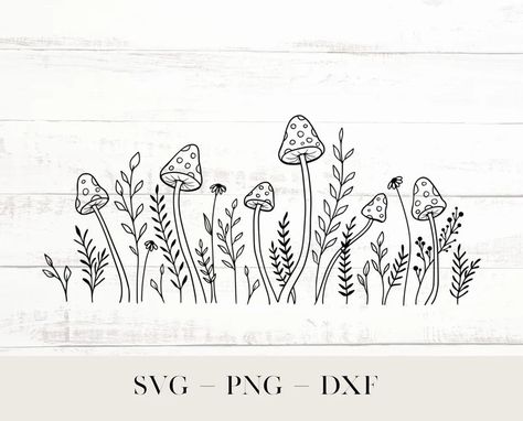 Mushroom Signs, Mushroom Border, Etching Projects, Mushroom Png, Beautiful Pencil Drawings, Mushroom Tattoos, Mushroom Drawing, Diy Mugs, Scrapbooking Stickers