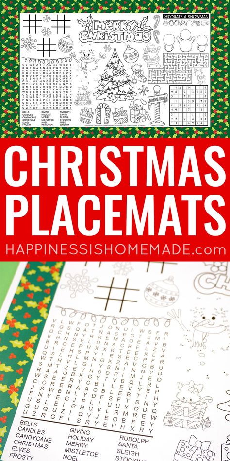 Free Printable Christmas Placemats, Christmas Placemats Pattern Free, Winter Placemats For Kids, Printable Placemats For Kids Free, Kids Christmas Placemats, Christmas Kids Table, Christmas Placemats Kids, Printable Placemat Christmas, Printable Christmas Games For Kids