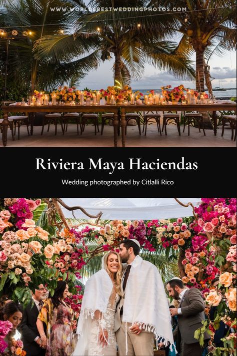 Colorful beach wedding at the stunning Riviera Maya Haciendas on the Yucatan Peninsula. Photographed by @CitlalliRicoPhotography,Cancun wedding photographers. Cancun Wedding Reception, Colorful Beach Wedding, Riviera Wedding, Hacienda Wedding, Vibrant Wedding, Riviera Maya Weddings, Cancun Wedding, Yucatan Peninsula, Riviera Maya