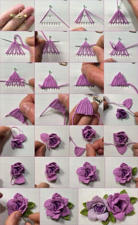 Learn to Create Amazing 3D Embroidery Roses.Easy and Fun Video Tutorial! The traditional woven picot stitch technique creates beautiful 3D flowers, but it can be challenging to weave closely spaced petals using a needle in a small area. To simplify the process, I've developed a method called "Standalone Picot." With this technique, I create my woven petals on a fabric that is stretched on a separate embroidery hoop, rather than directly on the final fabric where my design will be. Picot Stitch, Embroidery Roses, Rose Embroidery Designs, Silk Ribbon Embroidery Patterns, Basic Hand Embroidery Stitches, Flower Machine Embroidery Designs, Fabric Flower Tutorial, Diy Embroidery Designs, Hand Embroidery Videos