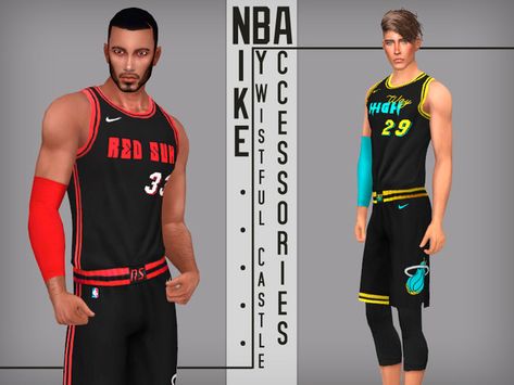 Nike - NBA male accessories by WistfulCastle Male Accessories, Boxing Clothes, Sims 4 House Plans, Nba Outfit, Tumblr Sims 4, Sims 4 Teen, Basketball Clothes, Basketball Star, Arm Sleeves