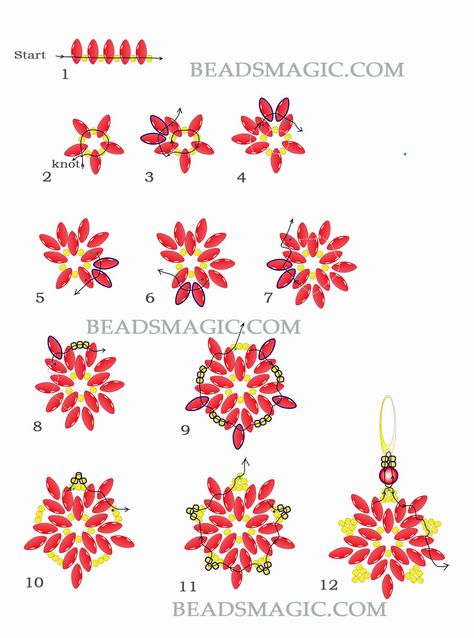 Christmas Beads Craft, Beaded Ornaments Diy, Free Beading Tutorials, Christmas Jewelry Diy, Beads Magic, Earring Christmas, Beaded Flowers Patterns, Holiday Beading, Seed Bead Patterns