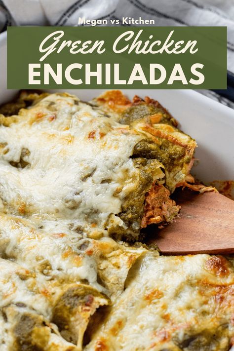 Green Chicken Enchiladas are made with corn tortillas, shredded chicken (you can use rotiserary), sour cream, green chilies, taco seasons, Monterey jack cheese, and green enchilada sauce. I liked making these enchiladas with green sauce and adding sour cream and green chilies to the filling takes these chicken enchiladas to the next level. Stovetop Chicken Enchiladas, Chicken Chili Verde Enchiladas, Enchiladas Recipe Chicken, Light Enchiladas, Green Chili Chicken Enchiladas Casserole, Chicken Enchiladas With Corn Tortillas, Enchilada Recipe Chicken, Recipes With Green Enchilada Sauce, Chicken Enchiladas With Green Sauce