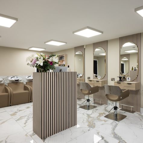 Check the result of this salon transformation with our Light Oak Acoustic Panel. . . . . #InteriorDesign #HomeDecor #Acoustic #AcousticPanels #HomeRenovation #WallArt #DesignInspiration #ModernDecor #FeatureWall #australia Beauty Parlour Interior Design, Receptionist Area, Beauty Salon Owner, Acustic Panels, Parlour Design, Hair Salon Design, Salon Owner, Hair Salon Interior, Irish Beauty