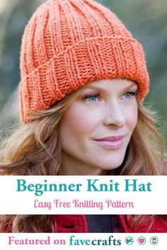 Beginner Knit Hat, Knitted Hat Patterns Free Women, Beginner Knit, Beanie Pattern Free, Easy Knit Hat, Beanie Knitting Patterns Free, Knit Beanie Pattern, Beanie Hat Pattern, Knitting Hat