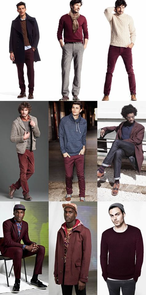 Maroon is my other fave color for this season this year. Maroon Mens Outfit, Maroon Chinos Men Outfits, Maroon Pants Outfit Men, Mens Burgundy Pants Outfits Casual, Maroon Joggers Outfit, Maroon Flannel Outfits Men, Maroon Outfit Ideas, Maroon Sweater Outfit Men, Red Joggers Outfit Men