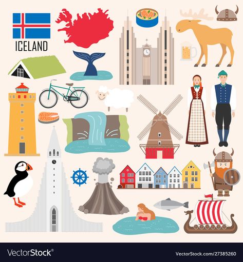 Iceland Flag, Iceland Map, Blue Lagoon Iceland, Iceland Waterfalls, Illustration Art Girl, Travel Illustration, Iceland Travel, Illustrated Map, City Maps