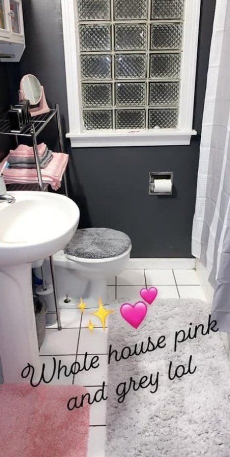 Pink And Grey Bathroom Ideas Decor, Pink And Grey Bathroom, Girl Bathroom Decor, First Apartment Decorating, Grey Bathroom, Restroom Decor, Bathroom Decor Apartment, Bathroom Idea, Apartment Decor Inspiration