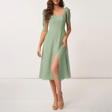 Dusty Blue Dress, Sage Green Dress, Azazie Dresses, Spring Wedding Guest Dress, Dress Code Wedding, Chiffon Midi Dress, Affordable Dresses, Long Midi Dress, Long Summer Dresses