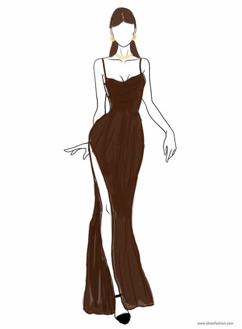 Long Tight Dress, Dress Templates, Simple Summer Dresses, Dress Illustration, Clothing Sketches, Draping Fashion, Sketches Dresses, Dress Sketches, Dress Drawing