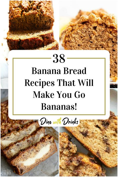 Collage of 4 banana bread recipes. Banana Bread Flavors, Banana Bread 4 Bananas, Ultimate Banana Bread Recipe, Bananas Recipes, Ripe Banana Recipe, Banana Nut Bread Recipe, The Best Banana Bread, Go Bananas, Best Banana Bread