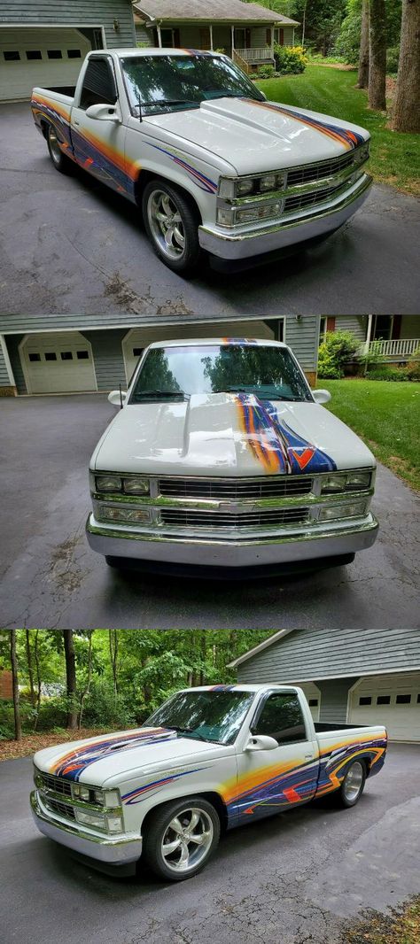 1989 Chevrolet C/K 1500 Pickup custom [custom air brushed paint job] Obs Chevy Paint Jobs, Custom Trucks For Sale, Truck Paint Jobs, Obs Chevy, Custom Pickup Trucks, Truck Paint, Tow Hitch, Air Brush Painting, Pitbull Puppies