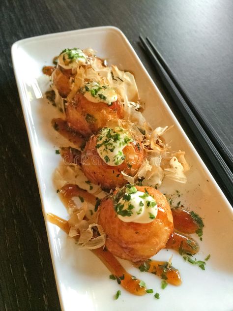 Creamy octopus balls Japanese cuisine. Japanese tapas, traditional cuisine. Tako #Sponsored , #SPONSORED, #paid, #octopus, #Japanese, #traditional, #balls Japanese Tapas, Japanese Octopus, Octopus Balls, Japanese Dragon, Diy Cards, Japanese Traditional, Octopus, Dragon Ball, Presentation