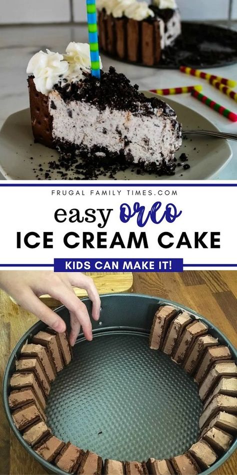 Sandwich Ice Cream Cake, Homemade Ice Cream Cake With Ice Cream Sandwiches, Oreo Cookie Ice Cream Cake Recipe, Ice Cream Cake Made With Ice Cream Sandwiches, Make Your Own Ice Cream Cake, Ice Cream Sandwich Pie, Oreo Ice Cream Birthday Cake, Easy Cake Shapes Ideas, Ice Cream Cake Ice Cream Sandwiches