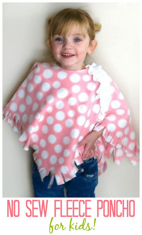 No Sew Fleece Poncho, Poncho For Kids, Canvas Shoes Diy, Fleece Sewing Projects, Toddler Poncho, No Sew Fleece, Fleece Crafts, Fleece Projects, Fleece Poncho