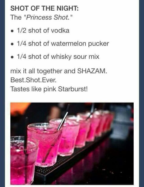 Looks like a bachelorette party or a girls night!!! Yum, pink Starbursts are my favorite. Whisky Sour, Birthday Drinks, Mixed Drinks Alcohol, Yummy Alcoholic Drinks, Liquor Drinks, Boozy Drinks, Mixed Drinks Recipes, Shot Recipes, Cocktail Drinks Recipes