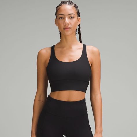 Lululemon Lululemon Energy Bra Long Lined *Ribbed, Black, Size 12 Medium Support B/C Cups Bra Pads Included Ddd Cup, Lululemon Energy Bra, Strappy Bra, Longline Bra, Yoga Bra, Lululemon Align, Tank Girl, Womens Bras, Sport Bh