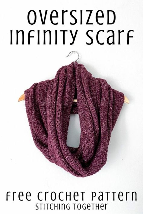 Crochet Blanket Cardigan, Scarf Pattern Design, Crochet Infinity Scarf Free Pattern, Infinity Scarf Crochet Pattern, Free Crochet Scarf, Infinity Scarf Crochet, Crochet Infinity Scarf Pattern, Foundation Half Double Crochet, Crocheted Scarves