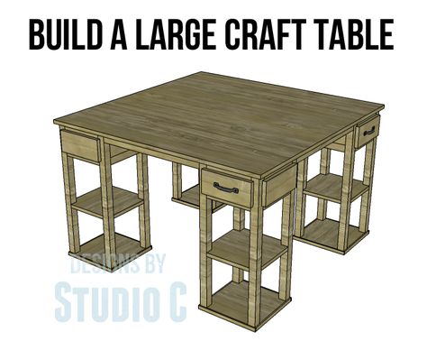 Large Craft Table, Craft Table With Storage, Craft Tables With Storage, Craft Room Tables, Crafting Table, Dream Craft Room, Craft Room Design, Quilting Room, Craft Desk