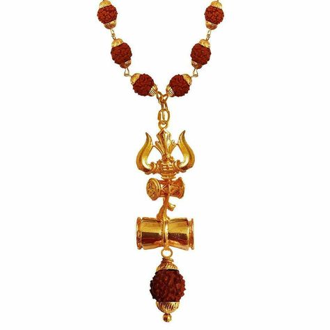 Gold Plated Shiva Trishul Damru Rudraksha Pendant Gold Plated Rudraksha Mala This product data sheet is originally written in English. DESCRIPTION:  Gold Plated Shiva Trishul Damru Rudraksha Pendant Gold Plated Rudraksha Mala Description- Gold Plated Shiva Trishul Damru Rudraksha Pendant Gold Plated Rudraksha Mala Color: Gold, Brown, Chain Size : 26 inch, Pendant Height : 7 CM, Item Weight : 30 gm Material: Brass Best Quality Product with High Quality Product With High End Polish. keep away from water perfume and other chemicals and clean it with dry and soft cloth Gold Plated Shiva Trishul Damru Rudraksha Pendant With Gold Plated Rudraksha Mala PAYMENT POLICY Payment should be cleared within 3 (three) days of sale and we prefer PayPal payment method only. Item will be send by ordinary reg Rudraksha Jewelry For Men, Rudraksha Pendant, Shiva Trishul, Rudraksha Jewelry, Gold Neck Chain, Men Chain, Gold Pendent, Locket Design, Rudraksha Mala