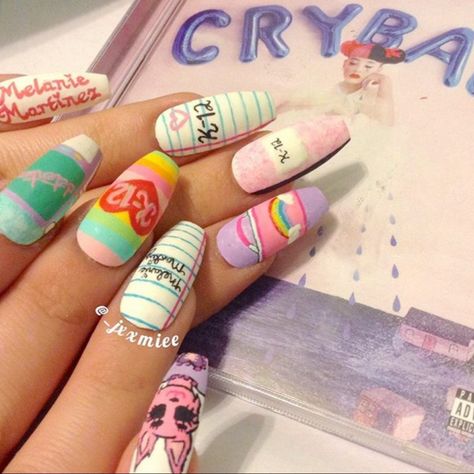 Melanie Martinez Merch, Melanie Martinez Concert, Horror Nails, Themed Nails, Band Nails, Vibrant Nails, Really Cute Nails, Dream Nails, Cd Dvd