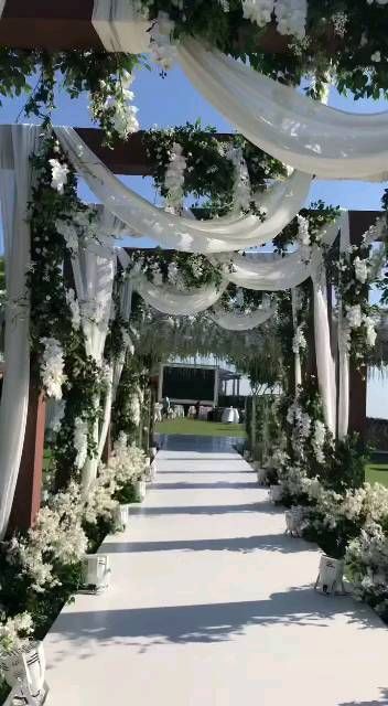 Wedding Walkway Outdoor, Wedding Entrance Decor Walkways, Nikah Outdoor, Walkway Decorations, Wedding Pathway, Walima Decor, Walkway Wedding, Nikkah Decor, Wedding Ceremony Decorations Indoor