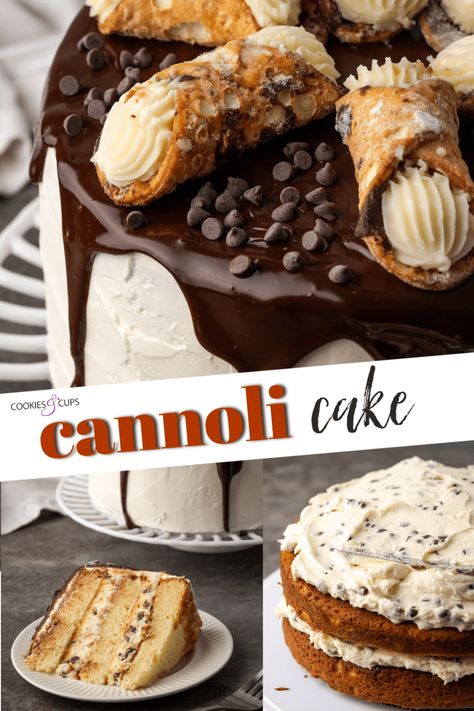 Easy Cannoli Cake, Cannoli Cake Recipe, Easy Layer Cake Recipes, Homemade Mascarpone, Creamy Vanilla Frosting, Coffee Cake Loaf, Vanilla Layer Cake, Homemade Cannoli, Easy Layer Cake