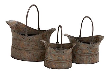 Deco 79 Metal Planter 17Inch 14Inch and 11Inch Set of 3 -- Click image to review more details. Commercial Planters, Galvanized Planters, Bucket Planters, Iron Planters, Rustic Planters, Galvanized Iron, Indoor Outdoor Planter, Metal Bucket, Metal Planters