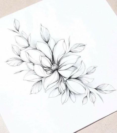 Gardenia And Lily Tattoo, Soft Floral Tattoo Design, Magnolia Tattoo Design Drawing, Delicate Magnolia Tattoo, Magnolia Mandala Tattoo, Fineline Magnolia Tattoo, Magnolia Vine Tattoo, Magnolia Flower Tattoo Designs, Magnolia Drawing Tattoo