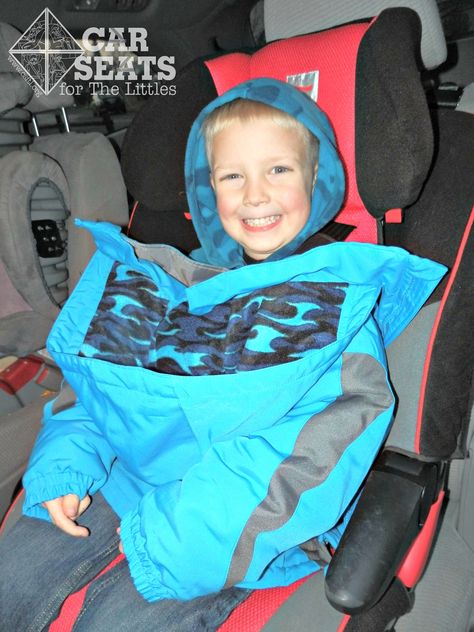 If you or your children have to wear a coat this winter in your vehicle, here are some safer ways to stay warm on the road.  www.csftl.org Car Seat Jacket, Car Items, Dress Jackets, Snow Cover, Safety Week, Down Suit, Carseat Safety, Baby Changing Table, Winter Car